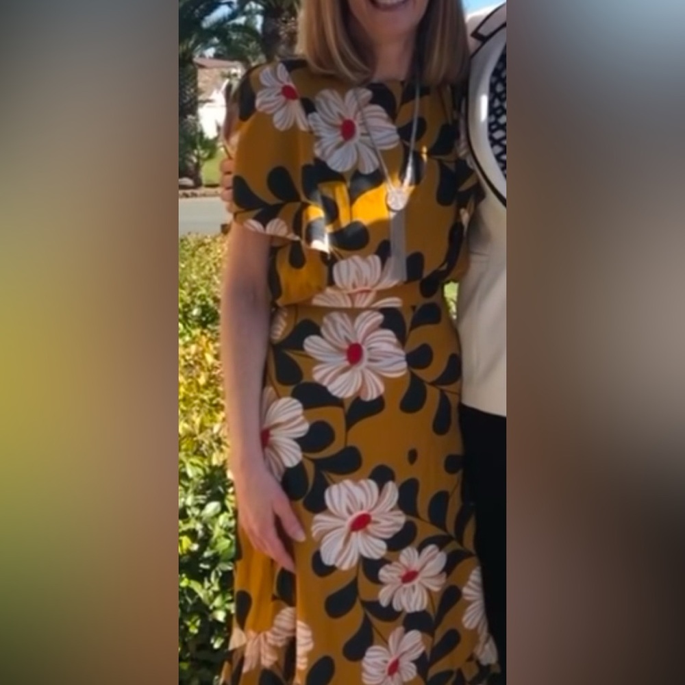ANTHROPOLOGIE EVA FRANCO Ikebana Yellow Floral Midi Skirt & Matching Blouse 4/6 - Picture 10 of 10